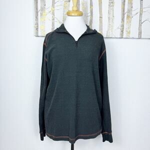 Agave American Made Thermal Long Sleeve 1/4 Zip Pullover Top Gray Orange Medium